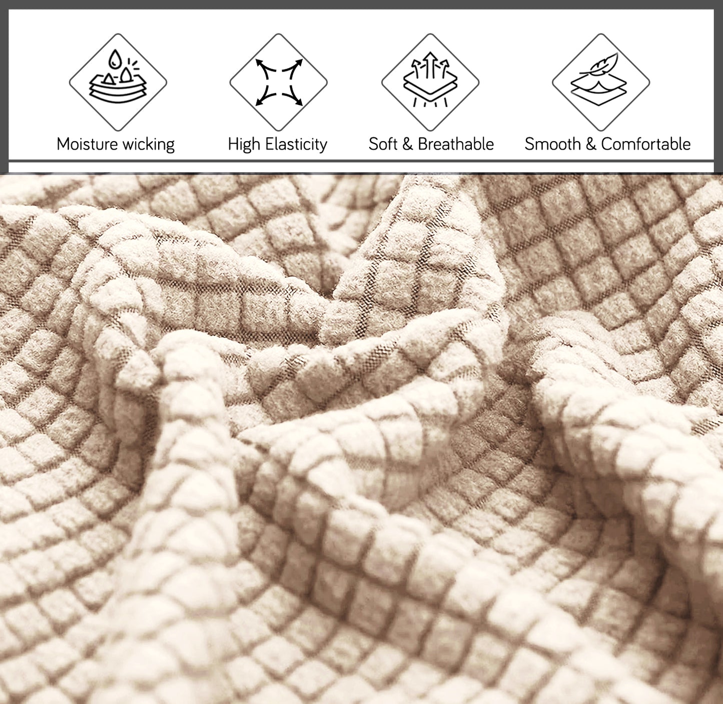 HOKIPO Jacquard Stretchable Bed Headboard Cover, Cream