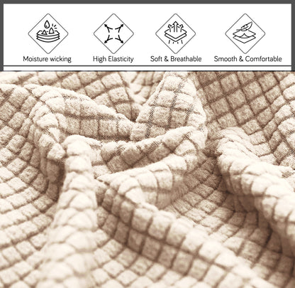 HOKIPO Jacquard Stretchable Bed Headboard Cover, Cream