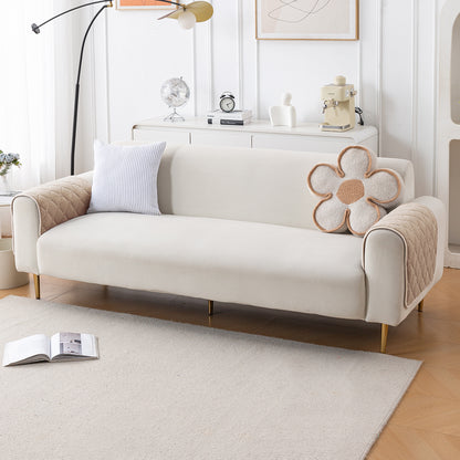 Diamond Tuft Plush Sofa Cover Mat, Warm Taupe