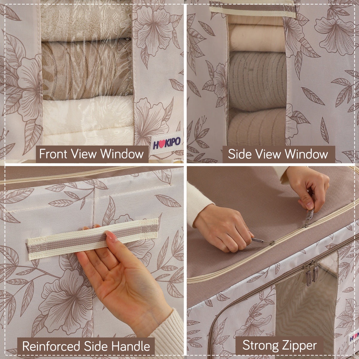 Foldable Cloth Storage Organizer for Wardrobe, Latte Floral