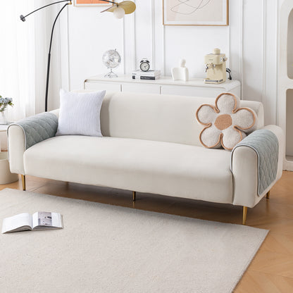 Diamond Tuft Plush Sofa Cover Mat, Mist Grey
