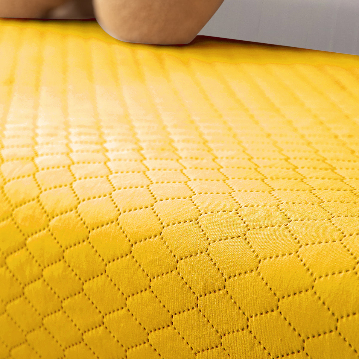 Polyester Quilted Sofa Cover Mats, Yellow