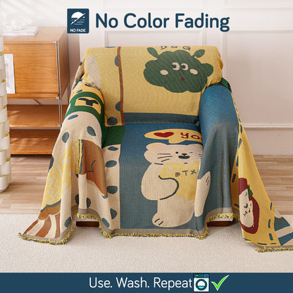 All-Season Chenille Sofa Throw, Cuddle Friends Series