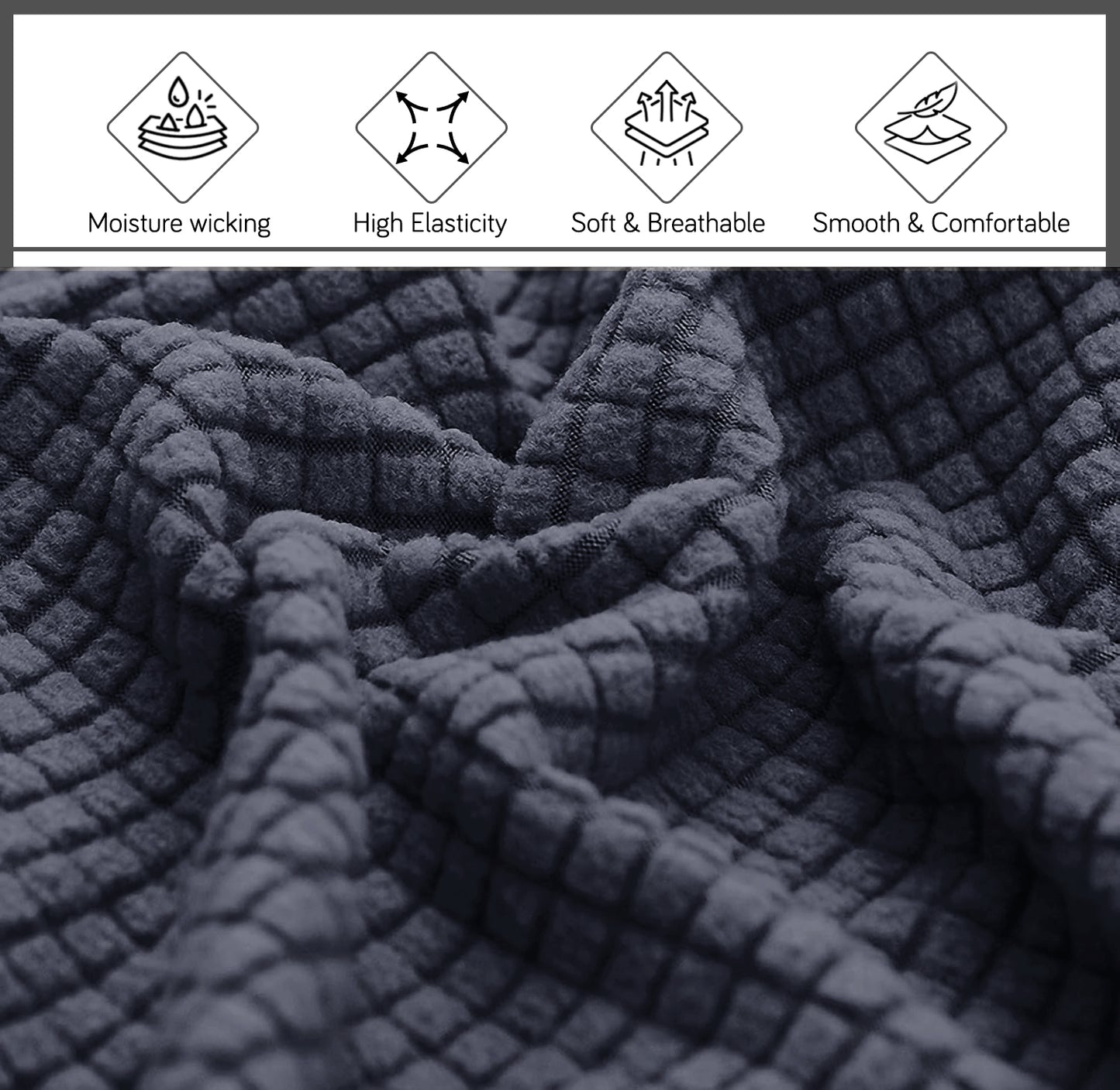 HOKIPO Jacquard Stretchable Bed Headboard Cover, Dark Grey