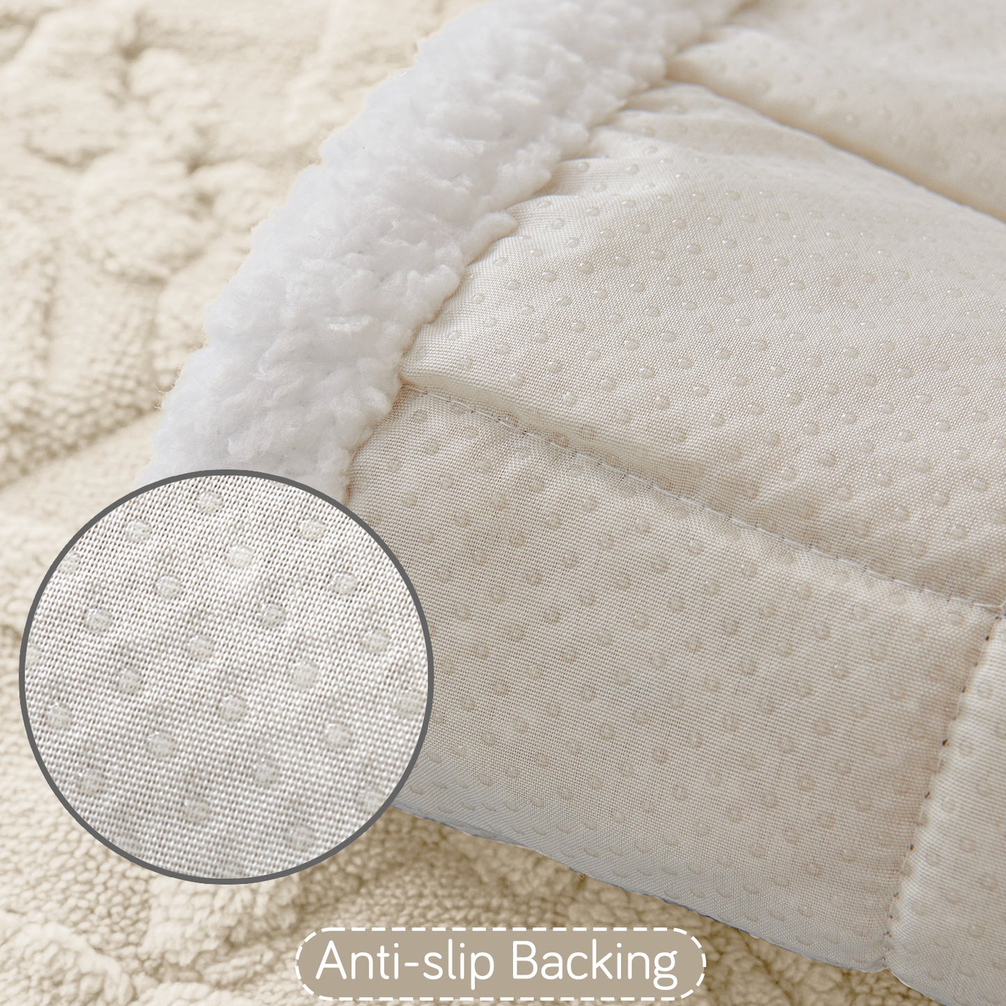 'Italian Caelora' Luxury Jacquard Plush Anti-Slip Sofa Cover Mat - Pearl White