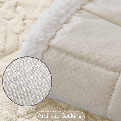 'Italian Caelora' Luxury Jacquard Plush Anti-Slip Sofa Cover Mat - Pearl White