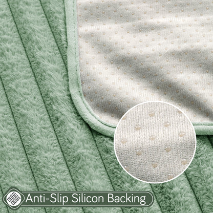 Faux Rabbit Fur Plush Anti-Slip Sofa Mat |Snuggle Fur Sage Green