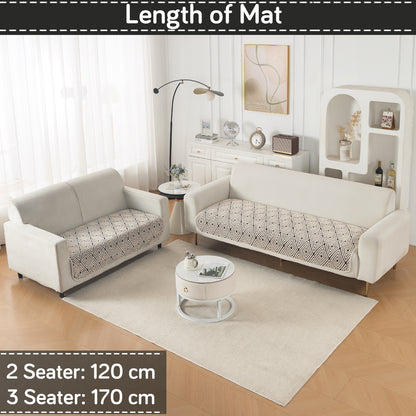 Luxury Plush Sherpa Anti Slip L Shape & Combination Sofa Mat, 'Noirea Series'|Geometric Diamond
