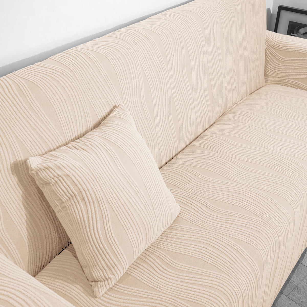Nestiva Series Premium Knitting Jacquard Sofa Cushion Cover - Skimmed Cream
