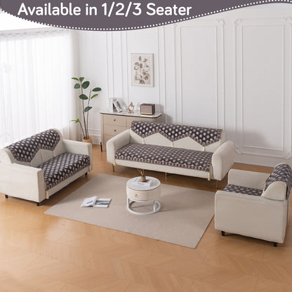 Heritage Weave Premium Jacquard Sofa Cover Set with Tassels - Graphite Grey