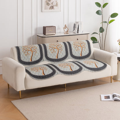 LoomVerse Quilted Sofa Cover Set Washable Sofa Panel for Seat & Back - Tranquil Tree