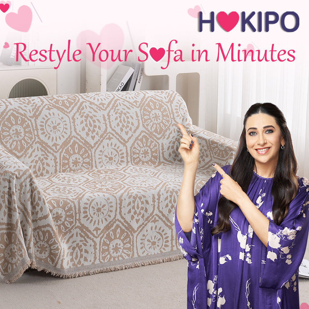 Premium 320 GSM Chenille Sofa Cover Throw All Season 'Serene Abode Series', Boho Floral Tile