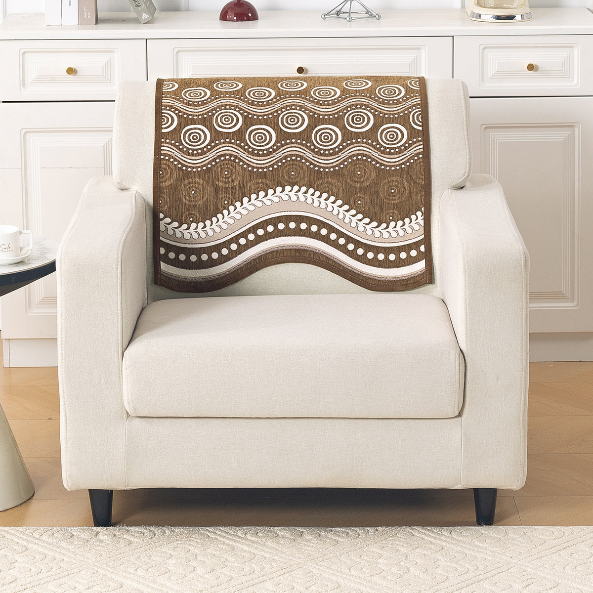 Serene Curves Sofa Cover Mat, Flowy Swirl