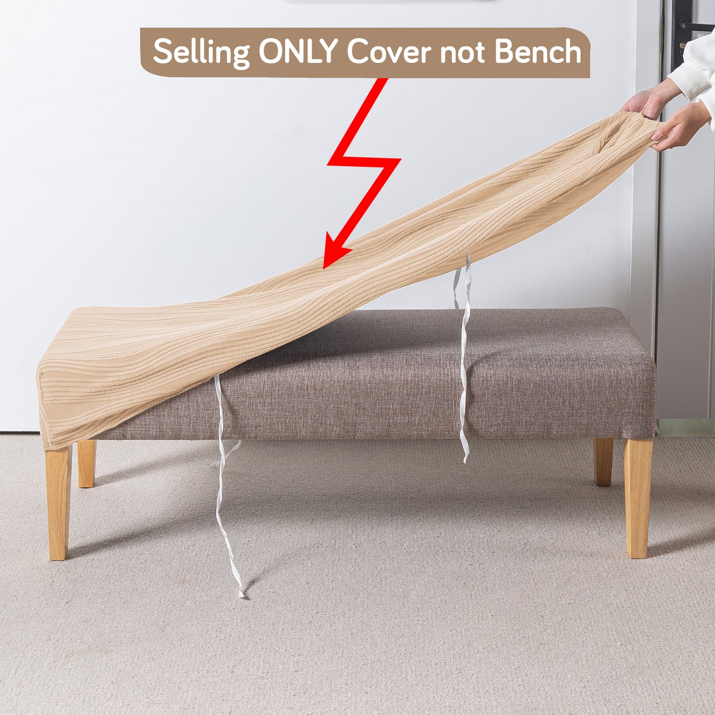 Nestiva Series 200gsm Knitting Jacquard Bench Cover - Blush Beige