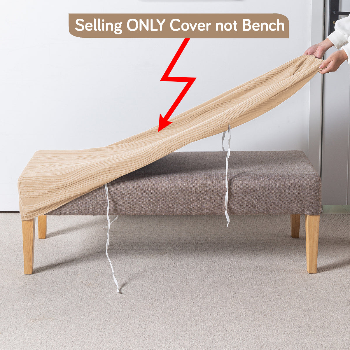Nestiva Series 200gsm Knitting Jacquard Bench Cover - Blush Beige