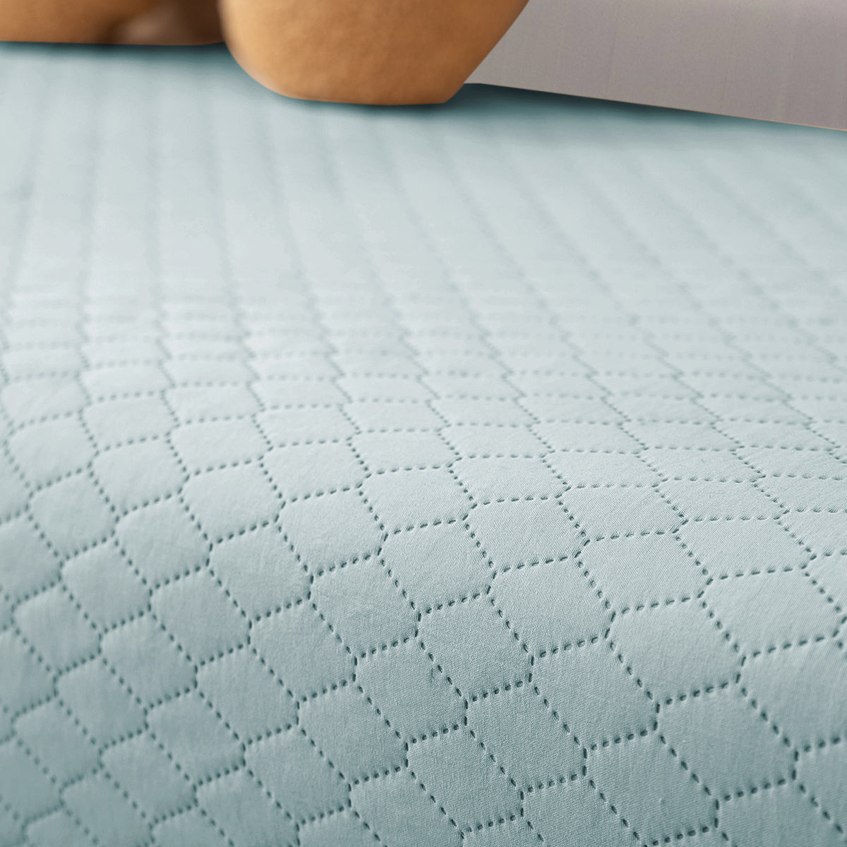Polyester Quilted Sofa Cover Mats, Light Sky Blue