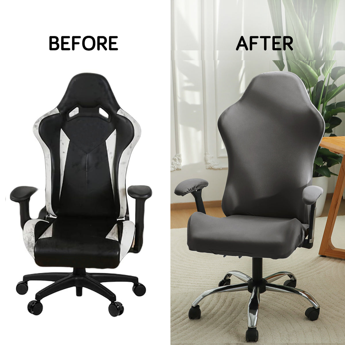 Gaming Chair Cover Stretchable Computer Rotating Chair Seat Covers Slipcover, Grey