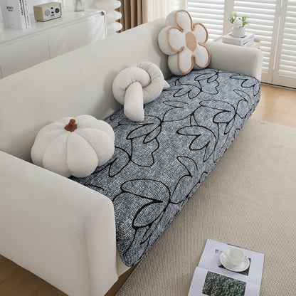 HOKIPO Water Repellent + Waterproof Quilted Sofa Mats, Intense Grey Abstract Floral
