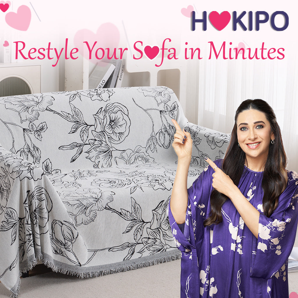 Premium 320 GSM Chenille Sofa Cover Throw All Season 'Serene Abode Series', White Rose Garden