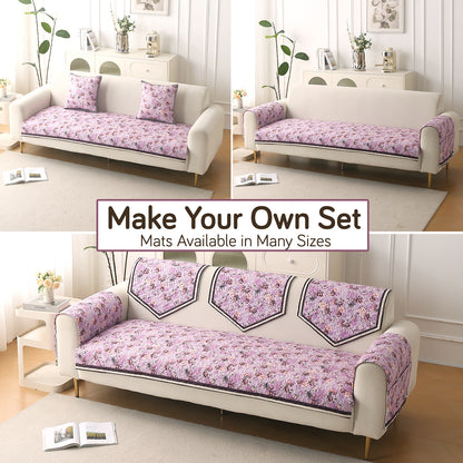 Florentina Series Premium Holland Velvet Sofa Cover Mat - Peony Lavender