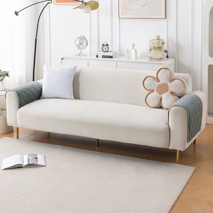 Diamond Tuft Plush Sofa Cover Mat, Stone Grey
