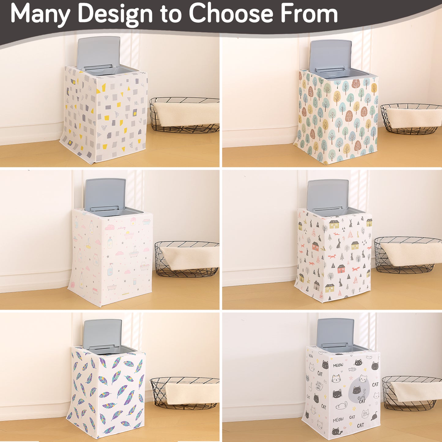 Waterproof Front Load / Top Load Washing Machine Cover | PEVA Dustproof Protective Cover for 6kg, 6.5kg, 7kg & 7.5kg Fully Automatic Machines, Whimsical Bottles
