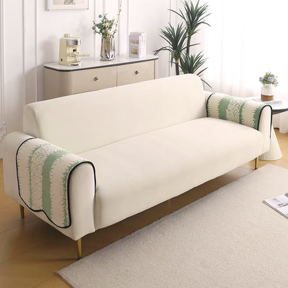 Luxury Wavy Plush Anti-Slip Sofa Cover Mats - Pistachio Green