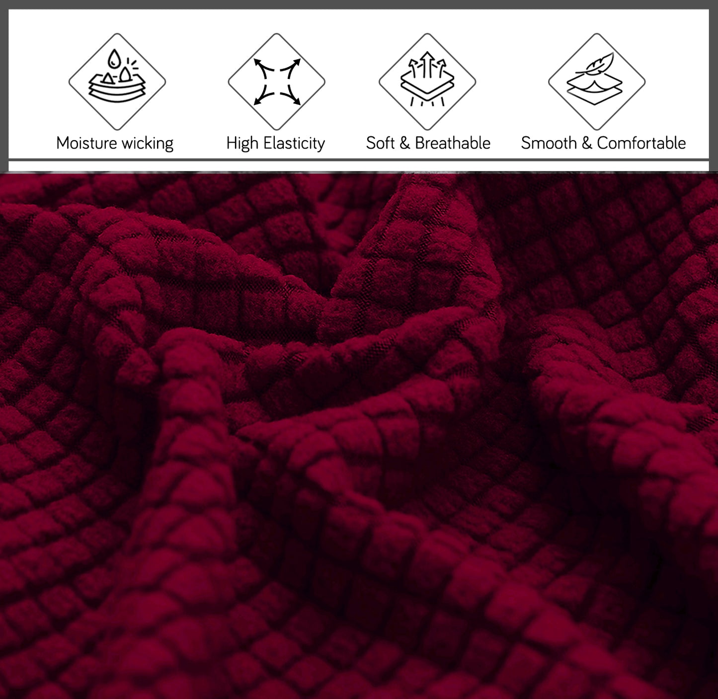 HOKIPO Jacquard Stretchable Bed Headboard Cover, Maroon