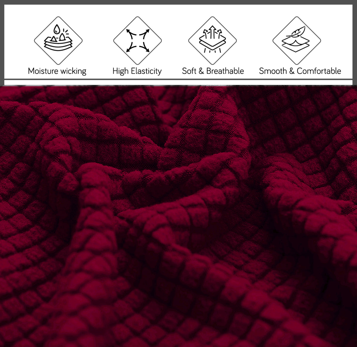 Buy Maroon Colour jacquard bed headboard cover fabric with high elasticity, soft breathable material and smooth comfortable | HOKIPO