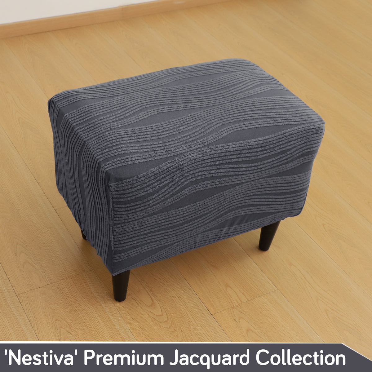 Nestiva Series Knitting Jacquard Stretchable Footstool Cover - Porpoise Grey