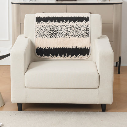 Luxury Plush Sherpa Anti-Slip Sofa Cover Mat, 'Noirea Series'| Textured Stripe