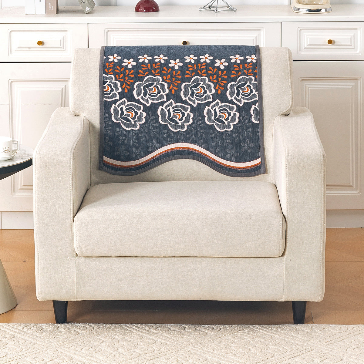 Serene Curves Sofa Cover Mat, Blossom Flower