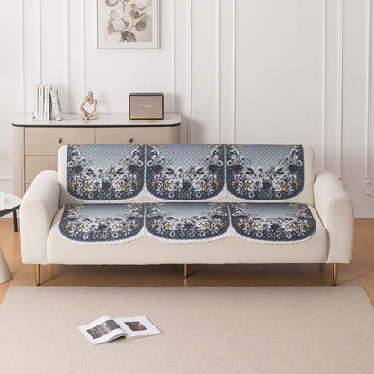 LoomVerse Quilted Sofa Cover Set Washable Sofa Panel for Seat & Back - Blue Belle