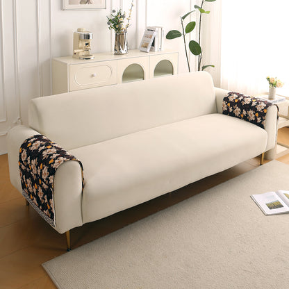 Florentina Series Printed Holland Velvet Sofa Mat - Camellia Brown