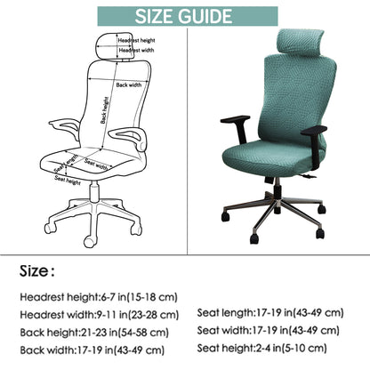 Office Chair Cover with Headrest (High-Back) – 170 GSM Stretch Jacquard – Washable, Anti-Slip Fit for Ergonomic Mesh Office Chairs, Green