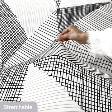 Snow White Black Geometry Lines Print stretchable sofa cover set