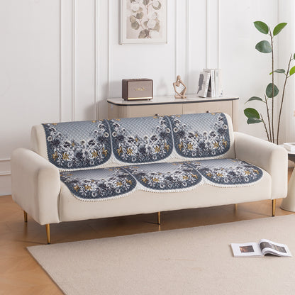 LoomVerse Quilted Sofa Cover Set Washable Sofa Panel for Seat & Back - Blue Belle