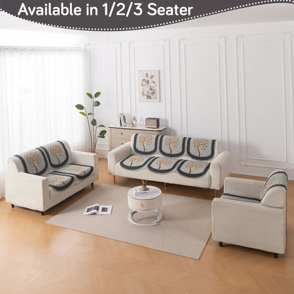 LoomVerse Quilted Sofa Cover Set Washable Sofa Panel for Seat & Back - Tranquil Tree