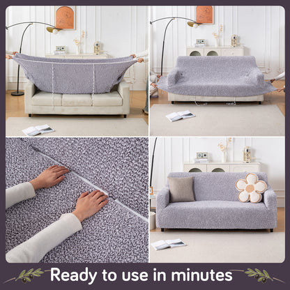 Italian Belissia Luxe Series' Super Stretchable Microfiber 1/2/3 Seater Sofa Cover, Ice Grey