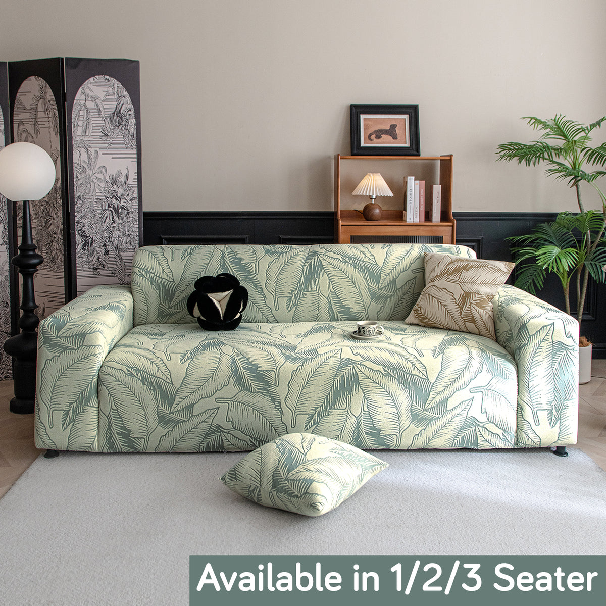 Buy creamish pale green colour dual tone series knitting jacquard sofa cover 1/2/3/4 seater fully covered