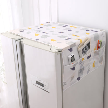 Small / Large Fridge Cover Top | For Smaller Single Door, Double Door and Bigger Double Door Refrigerator - Waterproof, Printed with 6 Side Pockets, Geometric Abstract
