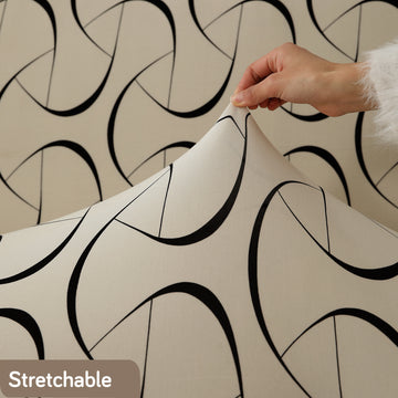 Natural Beige Abstract Art stretchable sofa cover set