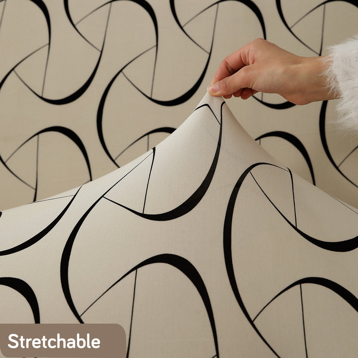 Natural Beige Abstract Art stretchable sofa cover set