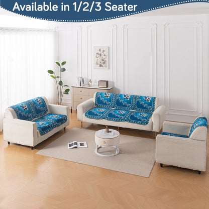 LoomVerse Quilted Sofa Cover Set Washable Sofa Panel for Seat & Back - Royal Meadow