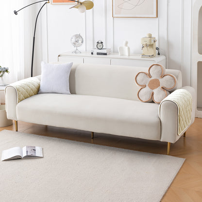 Diamond Tuft Plush Sofa Cover Mat, Ivory Cream