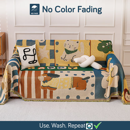 All-Season Chenille Sofa Throw, Cuddle Friends Series