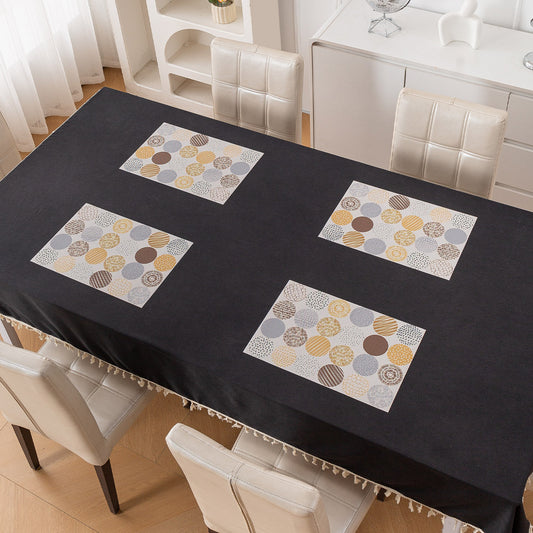 Color Splash PVC Mats for Dining Table, Abstract Circles - Olive Brown