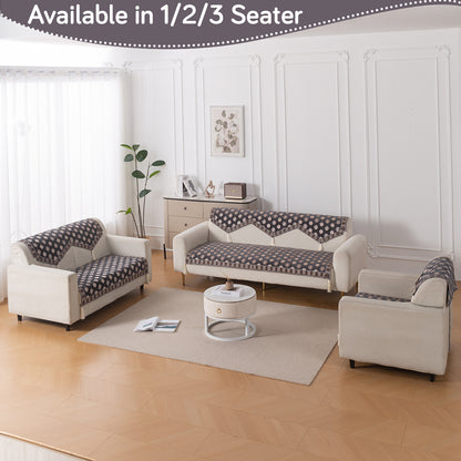 Heritage Weave Premium Jacquard Sofa Cover Set with Tassels - Graphite Grey
