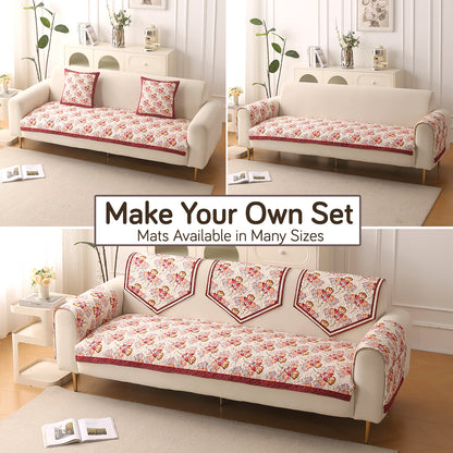 Florentina Series Premium Holland Velvet Sofa Cover Mat - Autumn Cream
