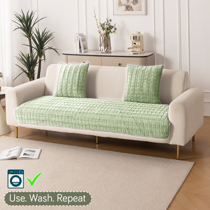 Premium Plush Anti Slip Sofa Mat for 1/2/3 Seater, Green